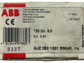 ABB T25 DU 8.5 Thermal Overload relæ 6.0–8.5A 10A