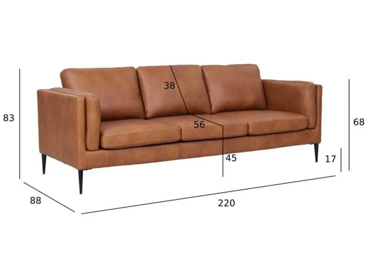Billede 3 - Valencia 3 pers. sofa læder Cognac