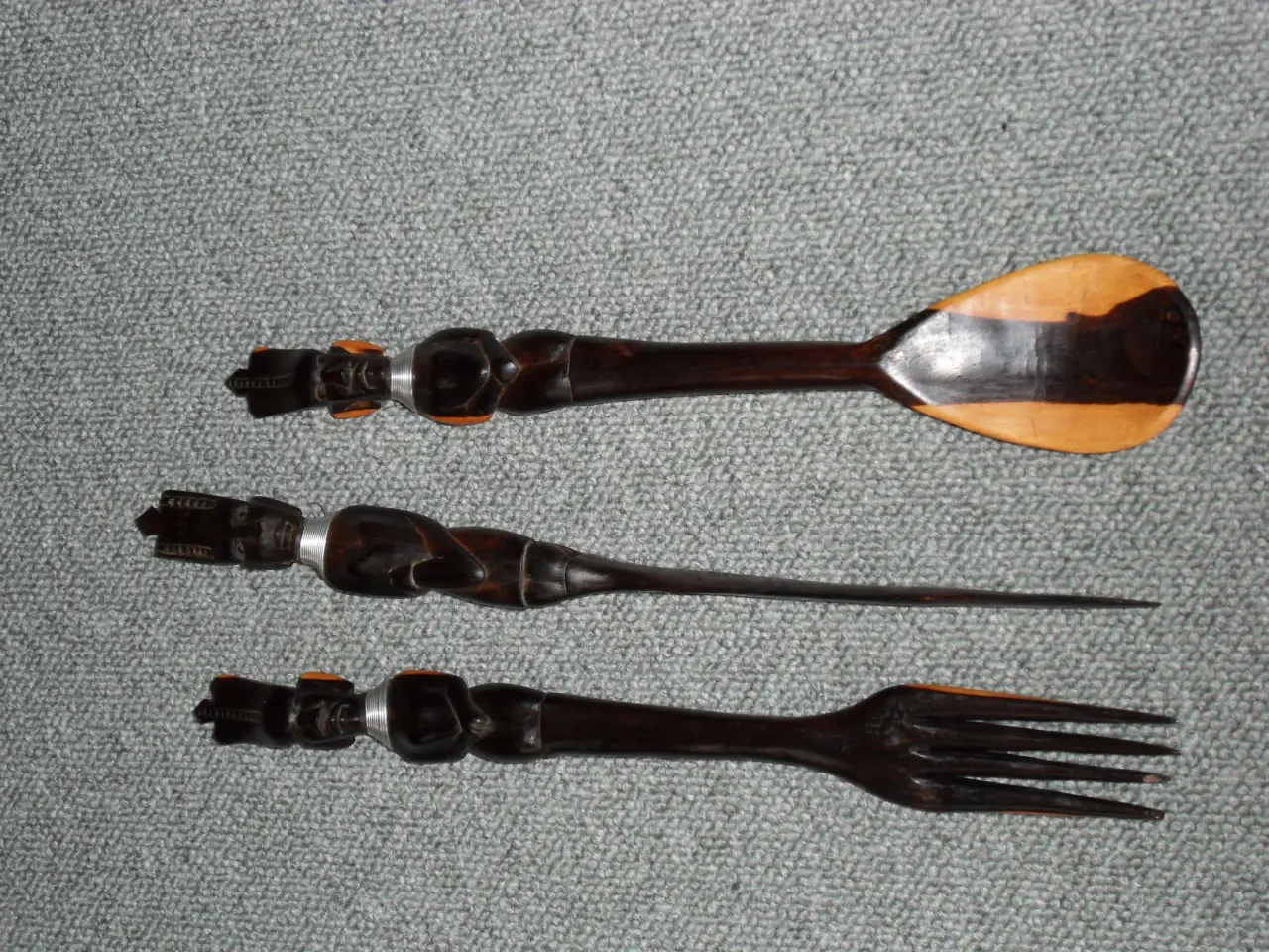 Billede 2 - Træbestik. Kniv. Gaffel. Ske. Ibenholt