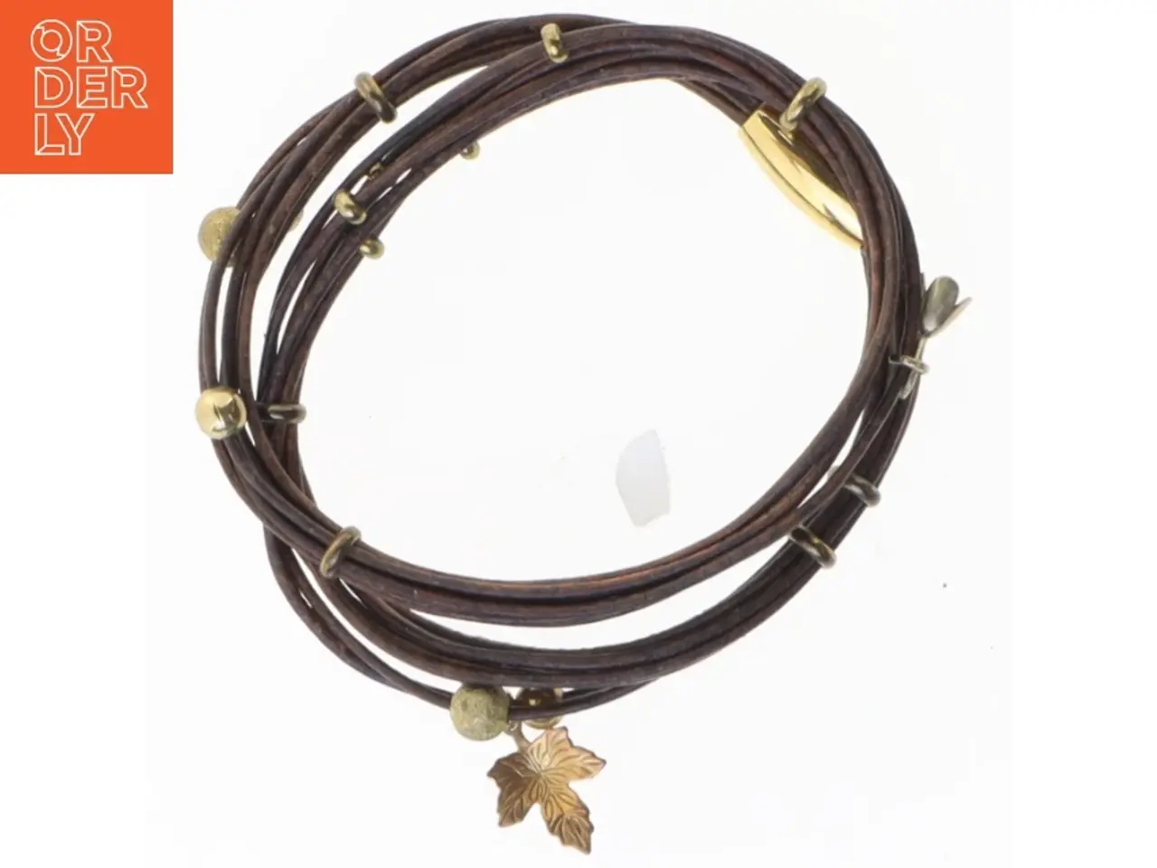Billede 3 - Læderarmbånd med metaldetaljer (str. 37 cm)