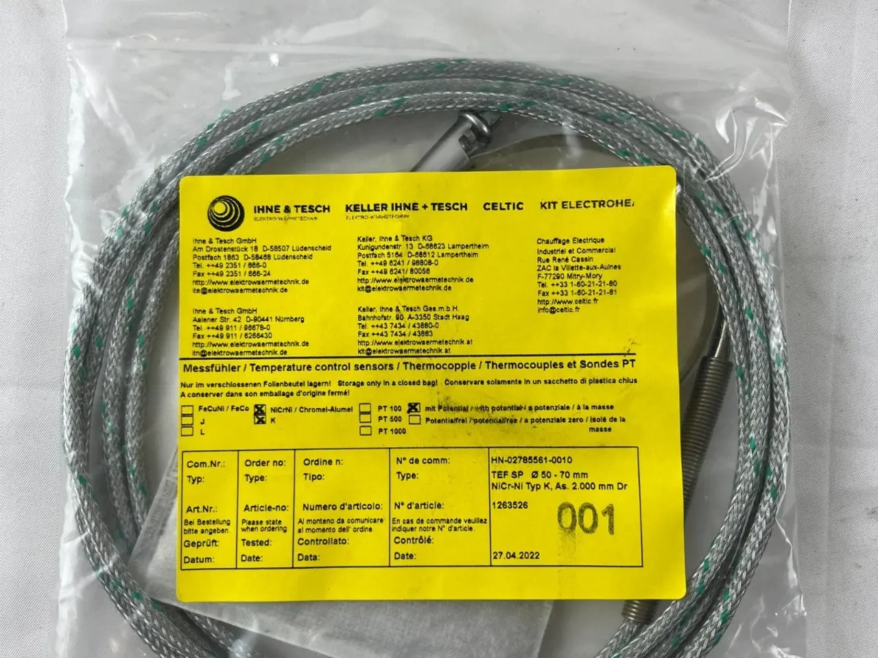 Billede 3 - Ihne & Tesch TEF SP Thermocouple Type K Ø50‑70 mm
