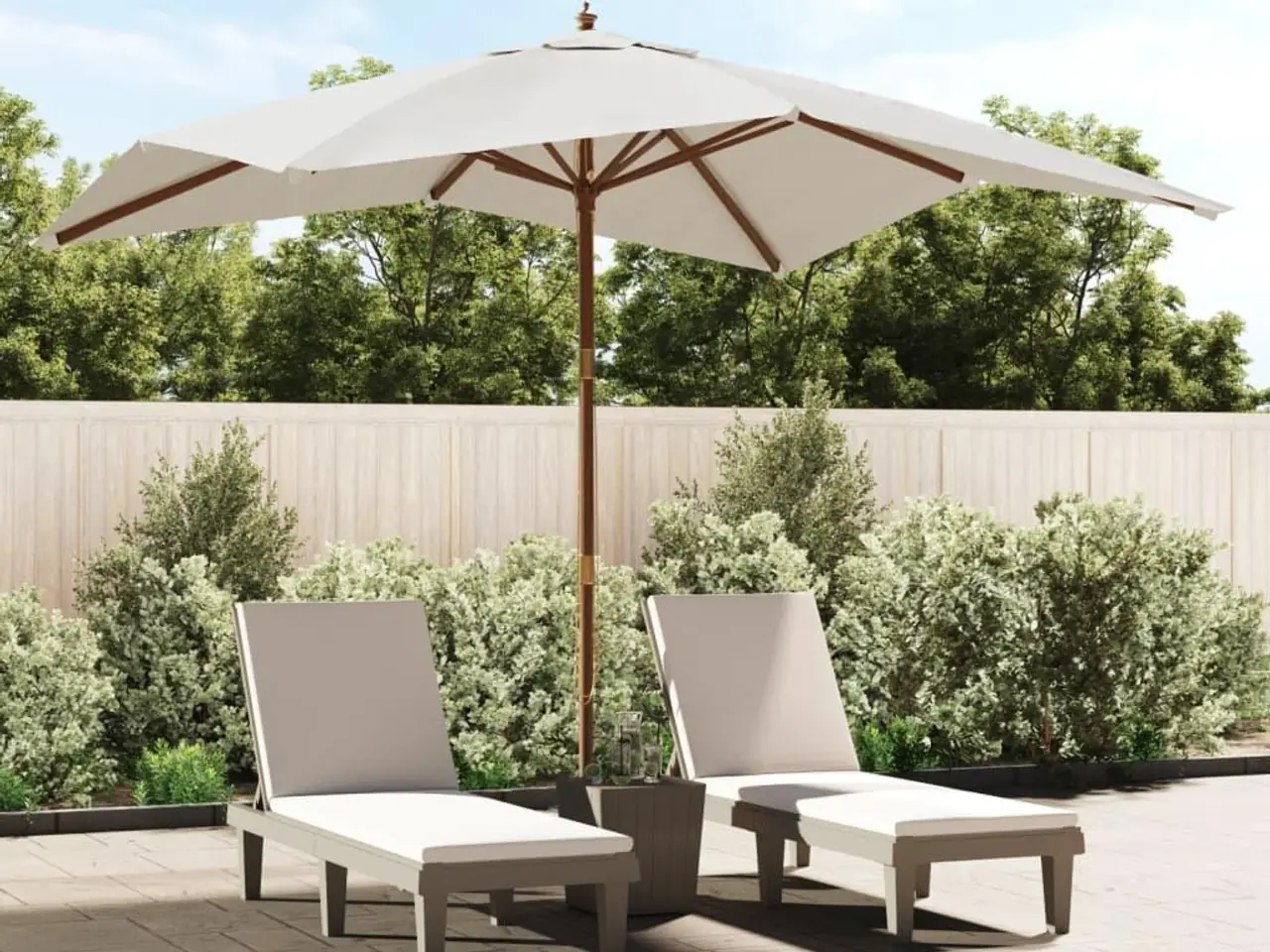 Billede 1 - Haveparasol med træstang 300 × 300 × 273 cm - sandfarvet
