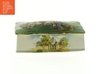 Porcelænsæske med låg og landskabsmotiv fra Royal Winton (str. 13,5 x 9,5 x 4,5 cm)