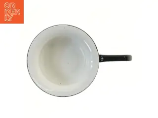 Hvid emalje spand med sort hank (str. Ø 28 cm)