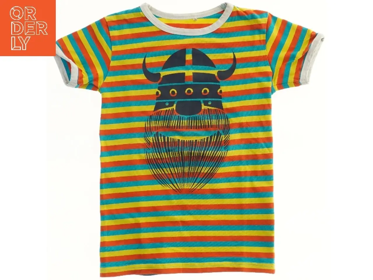 Billede 1 - Stribet T-shirt med Vikingmotiv fra Danefæ (str. 110)