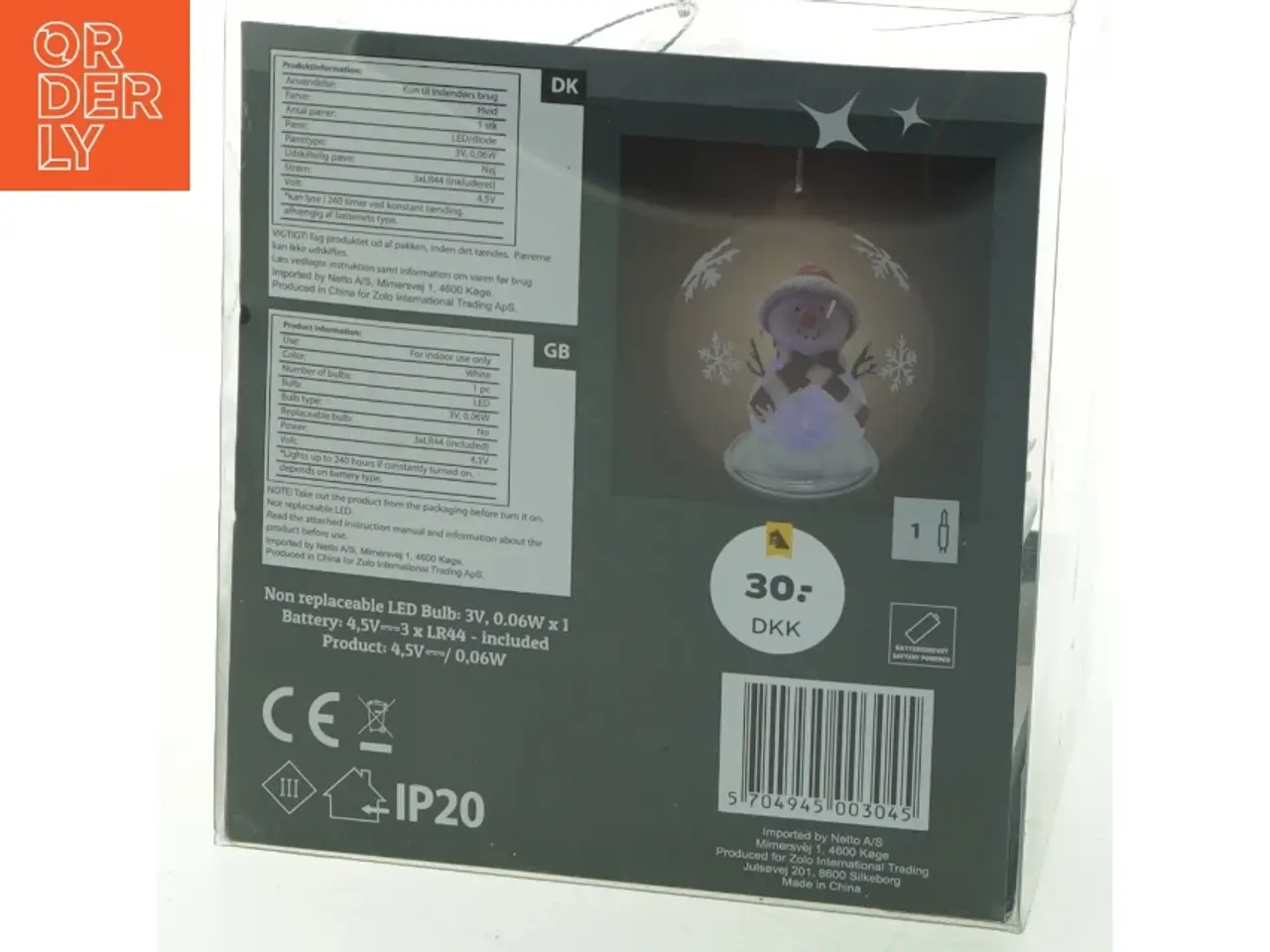 Billede 4 - LED snekugle med snefnugmotiv og sneemand (str. Ø 12 cm)
