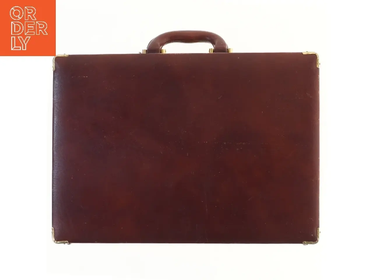 Billede 3 - Brun læderkuffert (str. 44x31,5 cm)