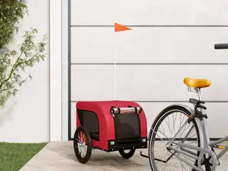 Hundetrailer til cykel i oxfordstof og jern - rød/sort