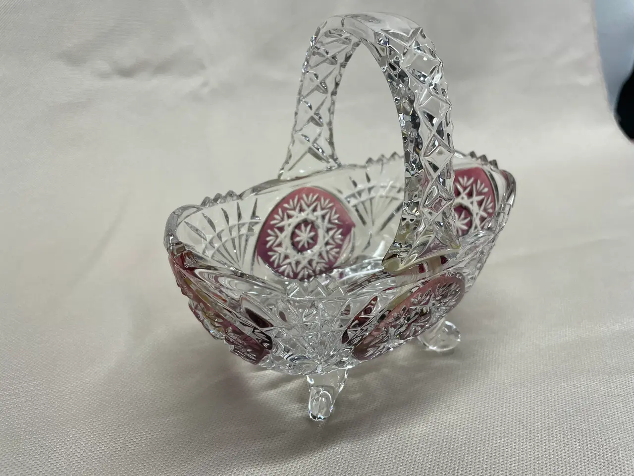 Billede 1 - Bøhmisk glas skål med hank