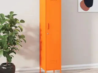Skab i stål - 35 × 46 × 180 cm, orange opbevaringsskab med lås