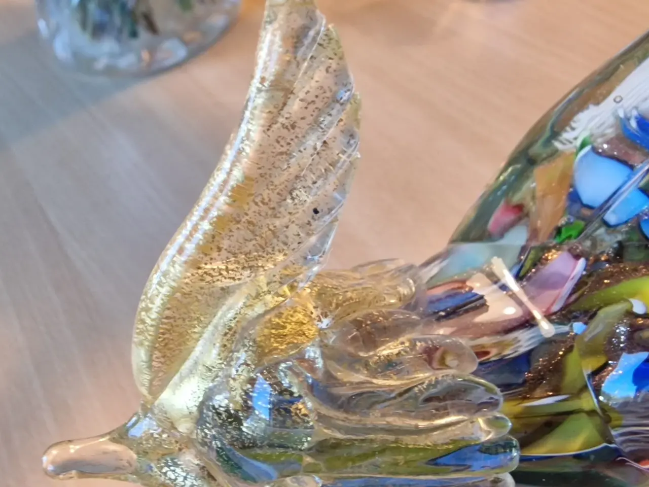 Billede 4 - Murano glasfigur fugl i farvet glas