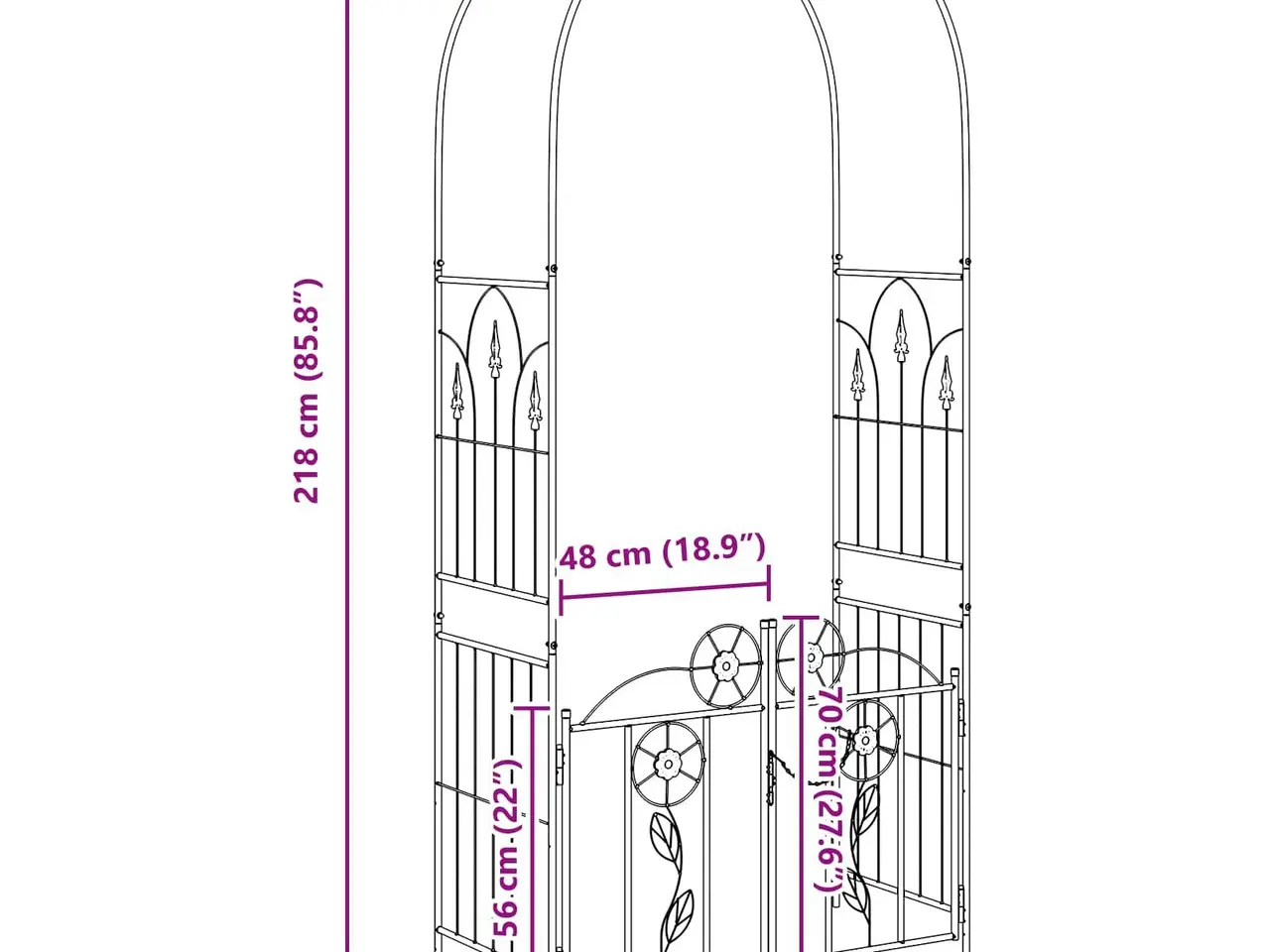 Billede 10 - Havebue Ensfarvet Sort 102 x 50 x 218 cm