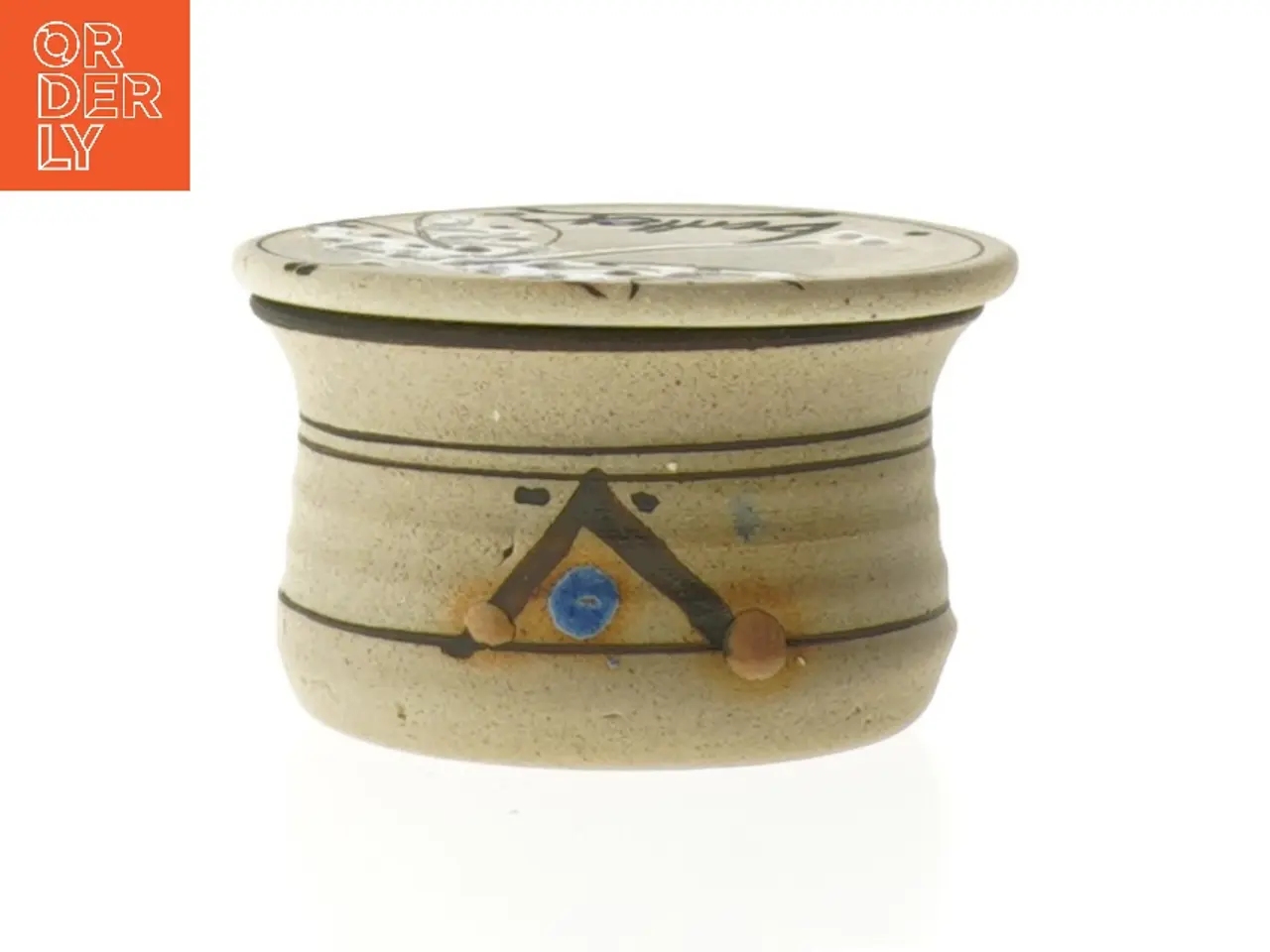 Billede 1 - Keramiksmørkrukke med låg (str. Ø 9 cm)