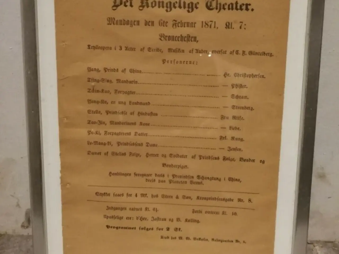 Billede 1 - Teaterplakat 1871: Bronzehesten