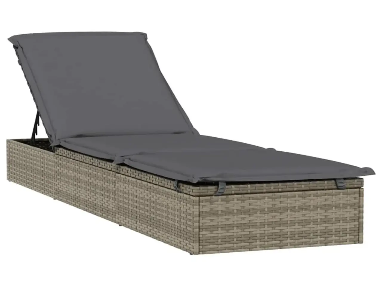 Billede 3 - Liggestole sæt med bord i polyrattan - grå (2 stk.)