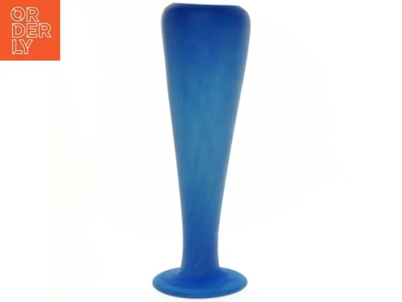 Billede 2 - Mundblæst Blå Glas Vase med flot farvespil(str. 24 x 8 cm)