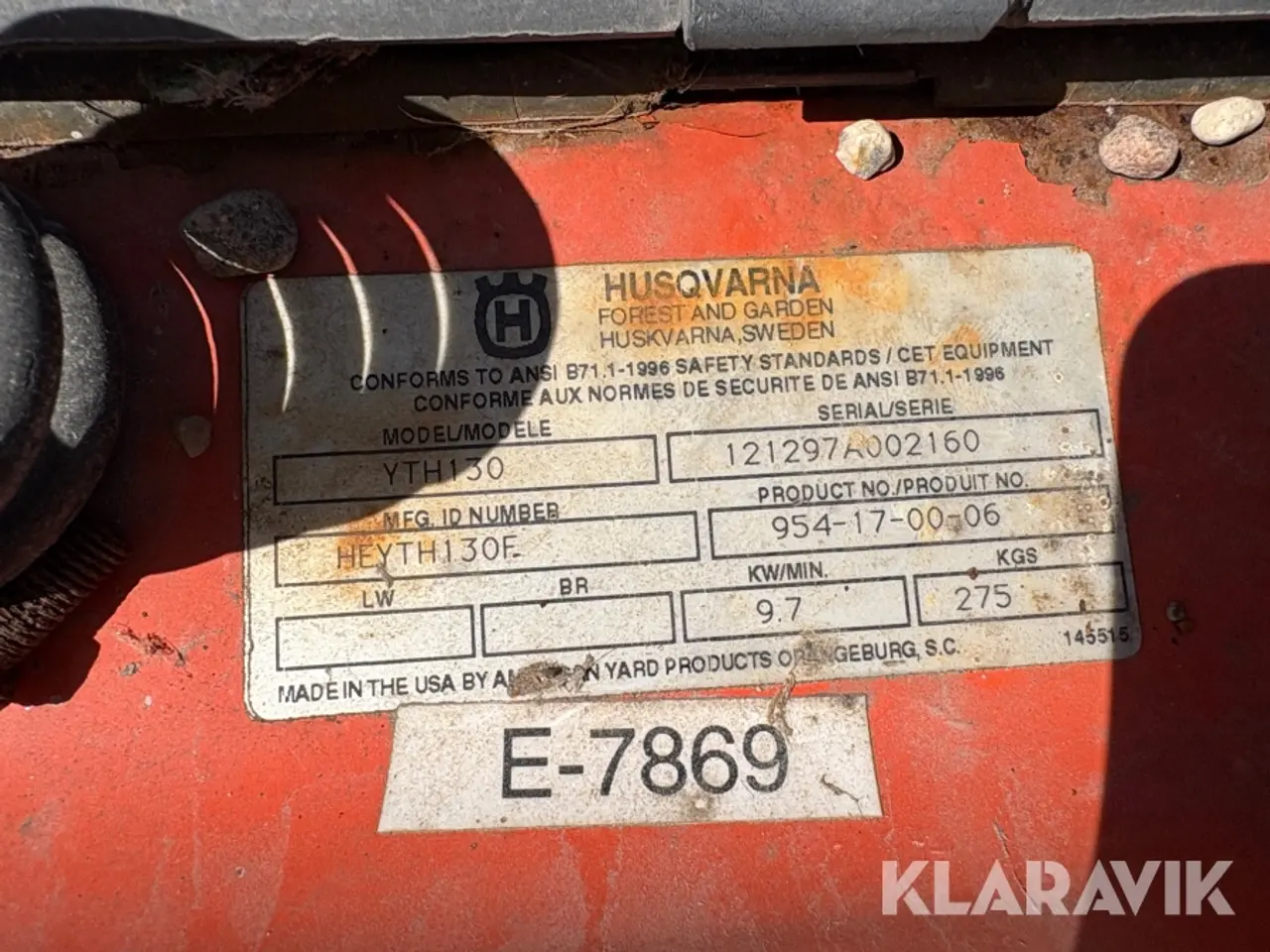 Billede 9 - Græsslåmaskine Husqvarna YTH 130