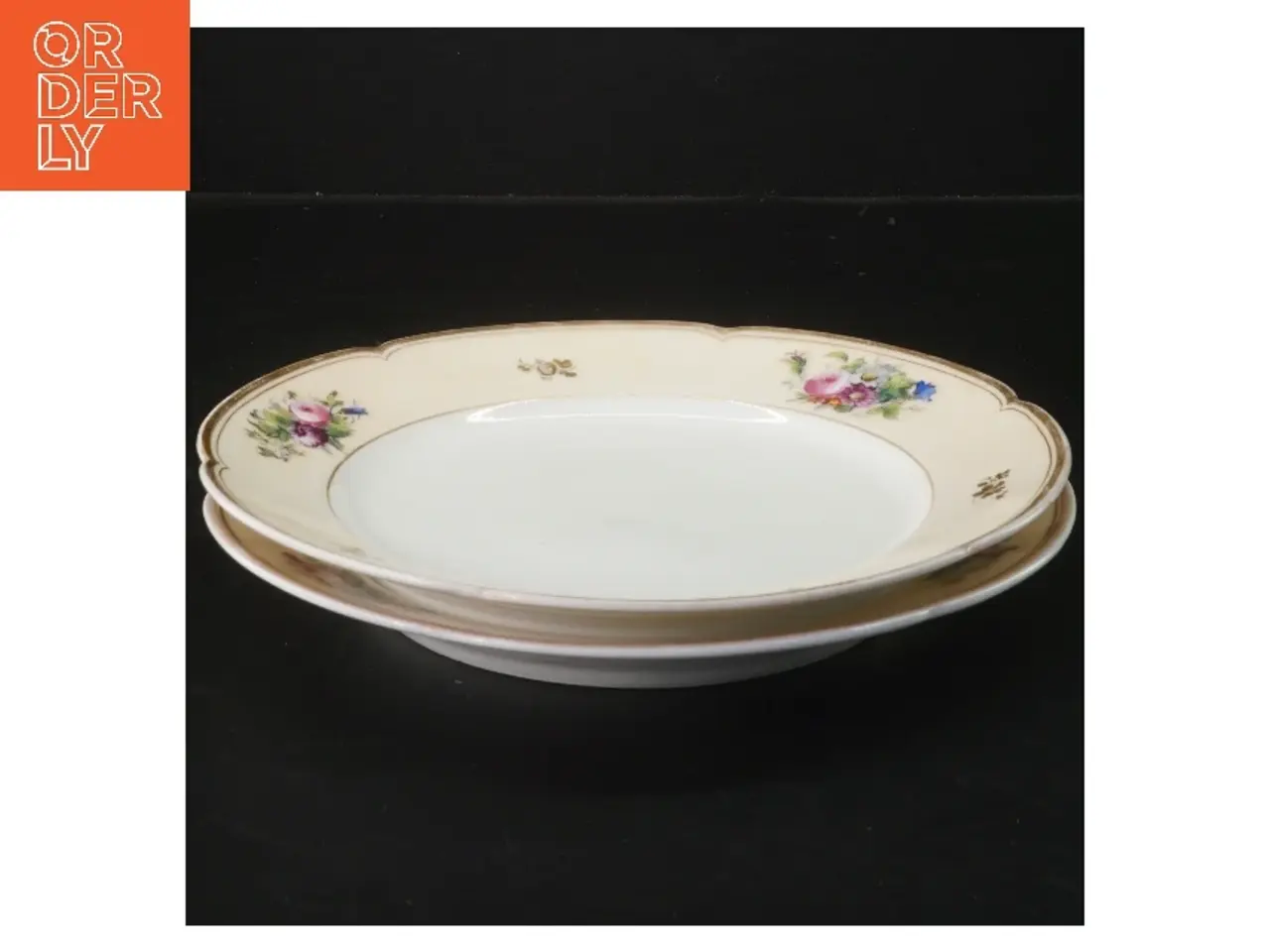 Billede 1 - Antikke Bing og Grøndahl Porcelænstallerkener med blomsterdekoration, 2 stk. (str. Ø 21,5 cm)