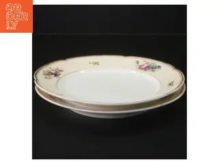 Antikke Bing og Grøndahl Porcelænstallerkener med blomsterdekoration, 2 stk.  (str. Ø 21,5 cm)