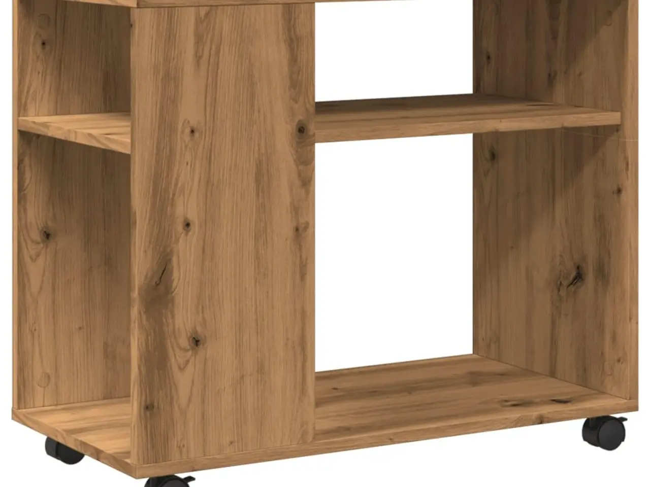Billede 2 - Sidebord med hjul - 70×35×60 cm i egetræsfarve, konstrueret træ