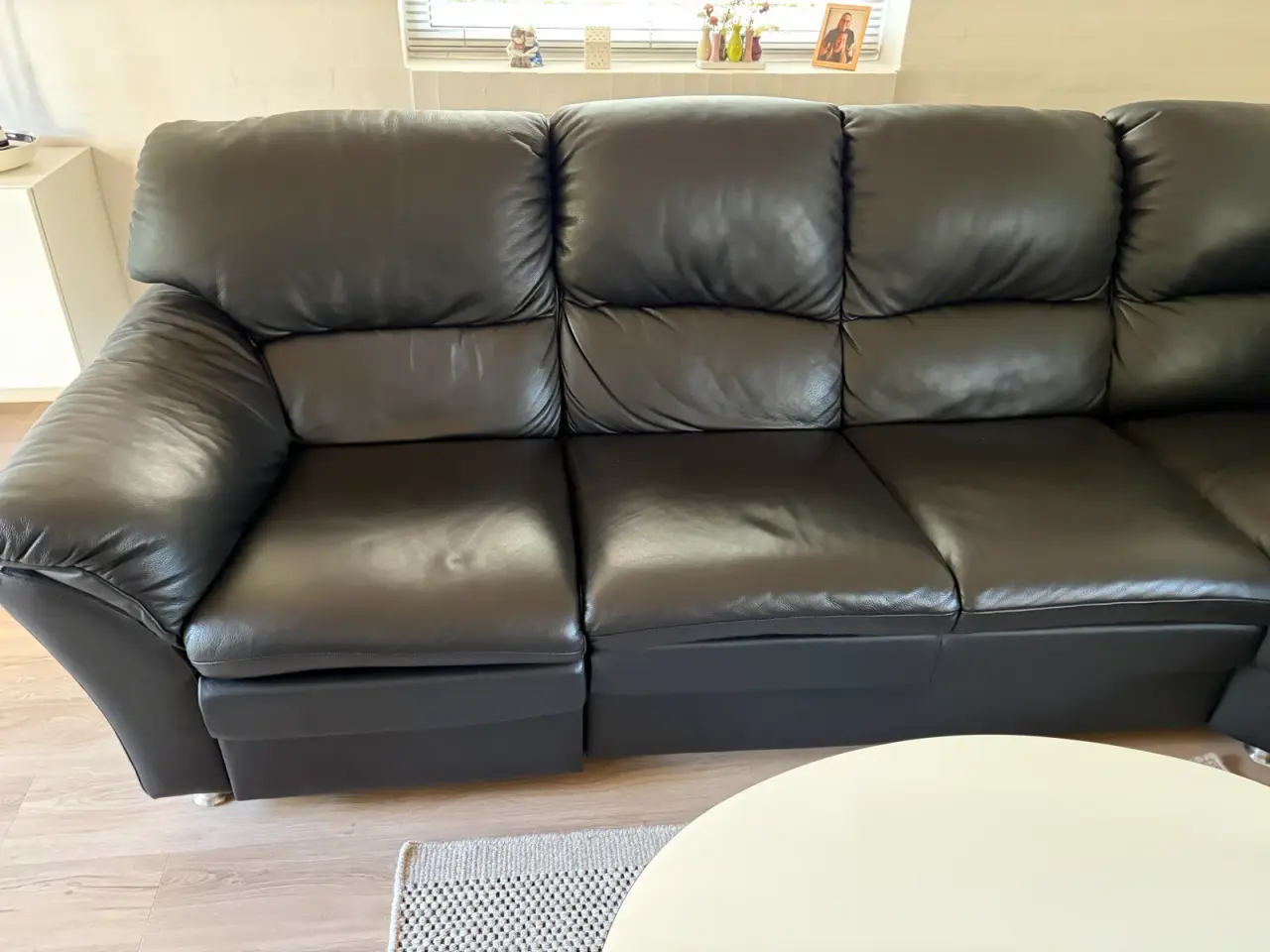 Billede 4 - Læder Hjørnesofa med open end