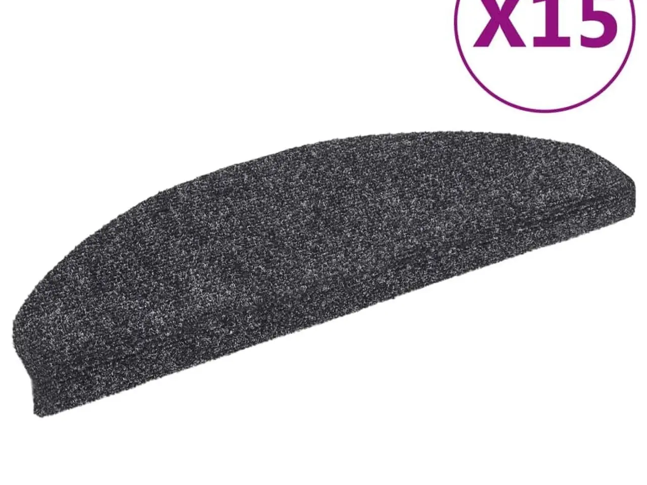 Billede 2 - Trappemåtter selvklæbende - 15 stk. halvrunde, 65 × 21 × 4 cm - mørkegrå