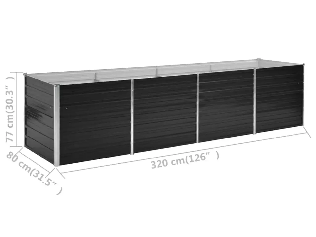 Billede 6 - Hævet plantekasse 320 x 80 x 77 cm - antracitgrå