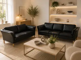 Mogens Hansen MH2225 3+2 Sofagruppe i sort læder.