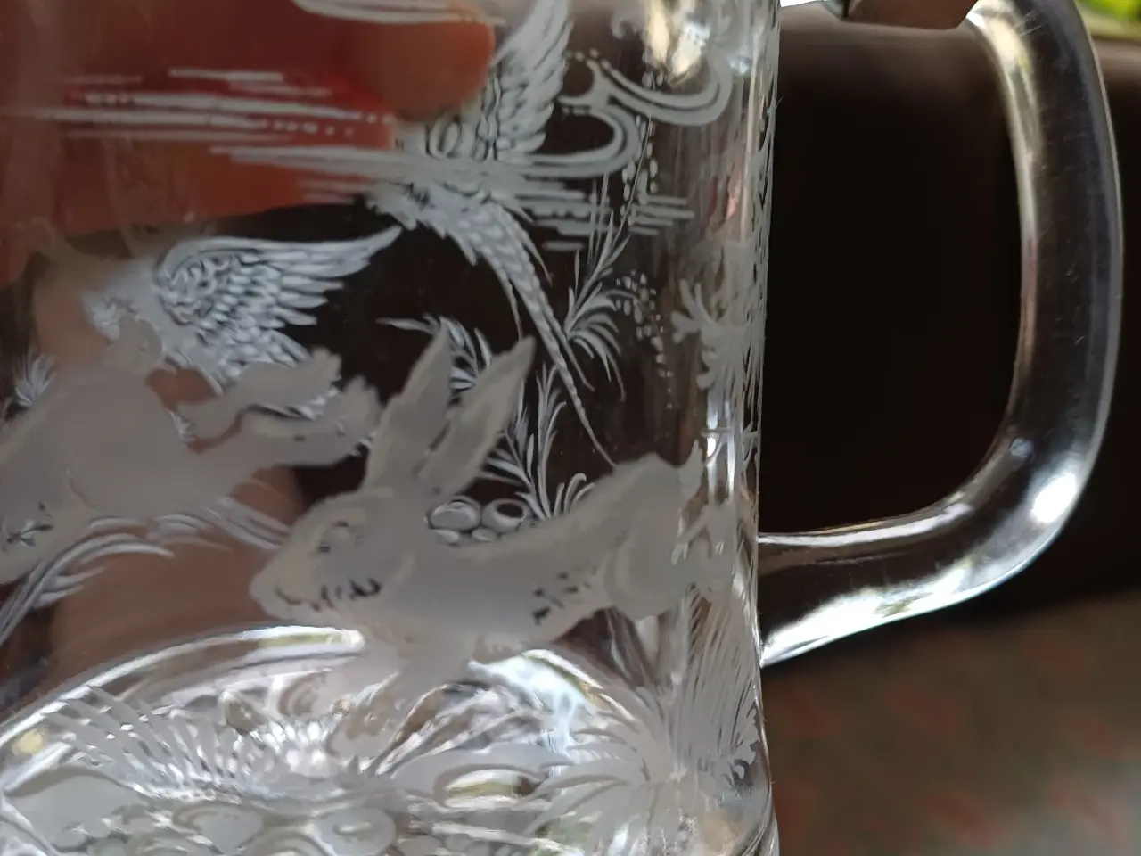 Billede 9 - Tysk øl krus/glas med tin låg
