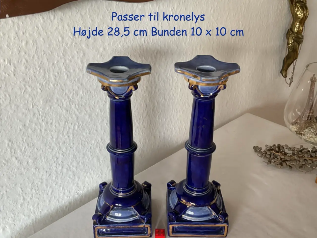 Billede 2 - Lysestager antik koboltblå porcelæn.