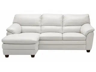 Tilst Hvid læder chaiselongsofa - Venstrevendt