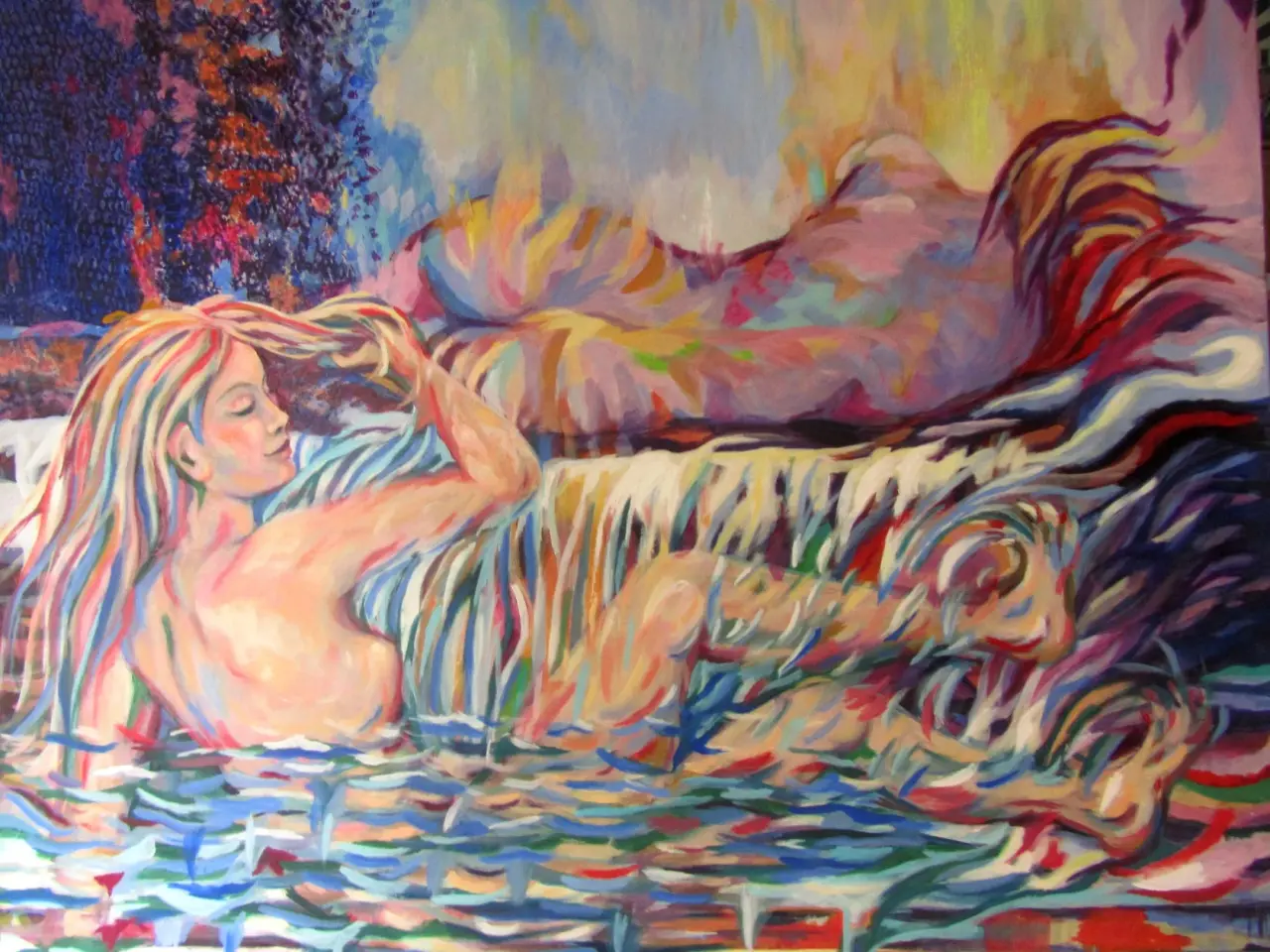 Billede 1 - Maleri, SOL/BAD, 120x100 cm akryl/olie (nedsat)