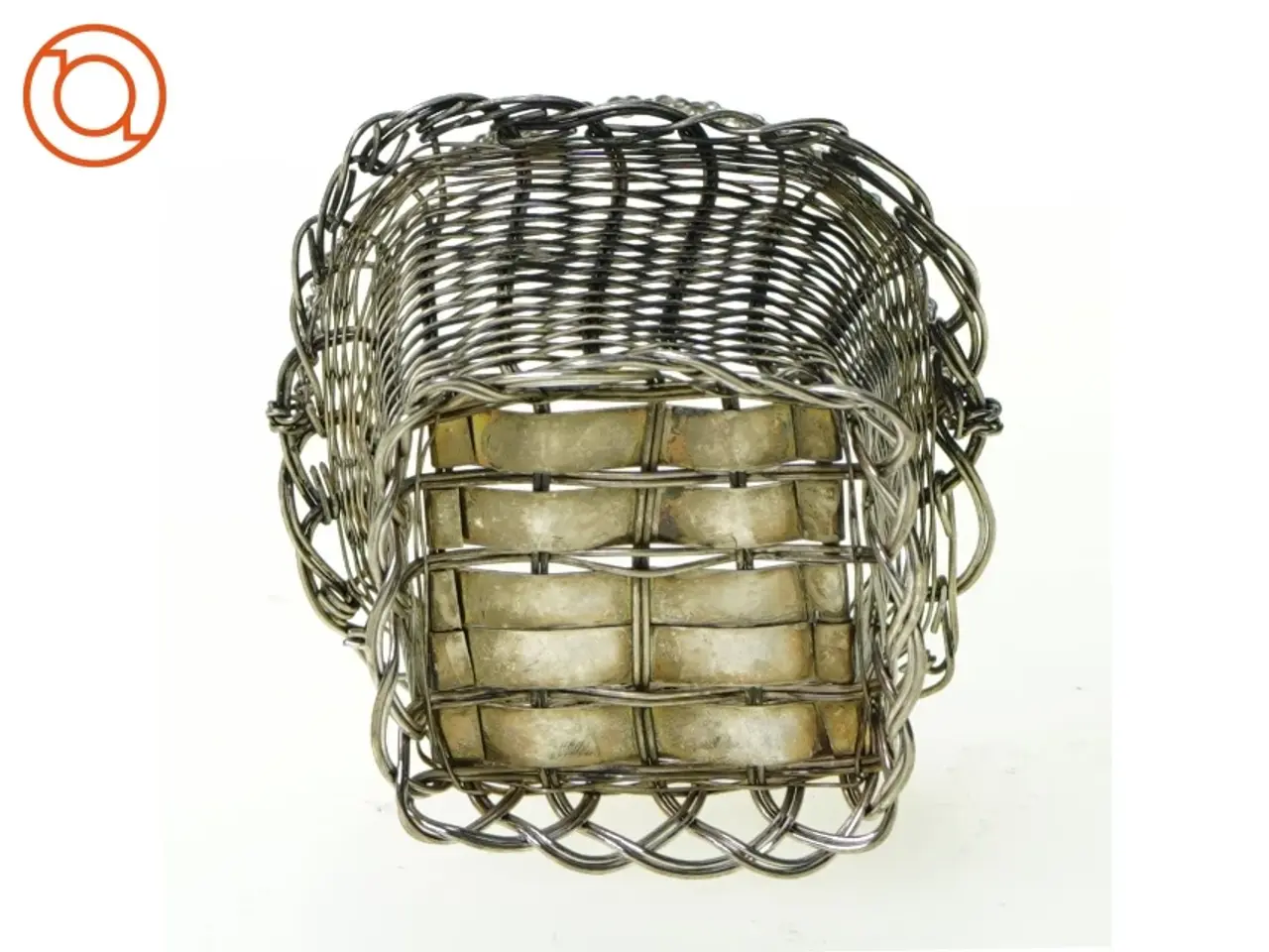 Billede 4 - Fil de fer flettet Metal kurv med hank (str. Med hank 14 x 9 cm)