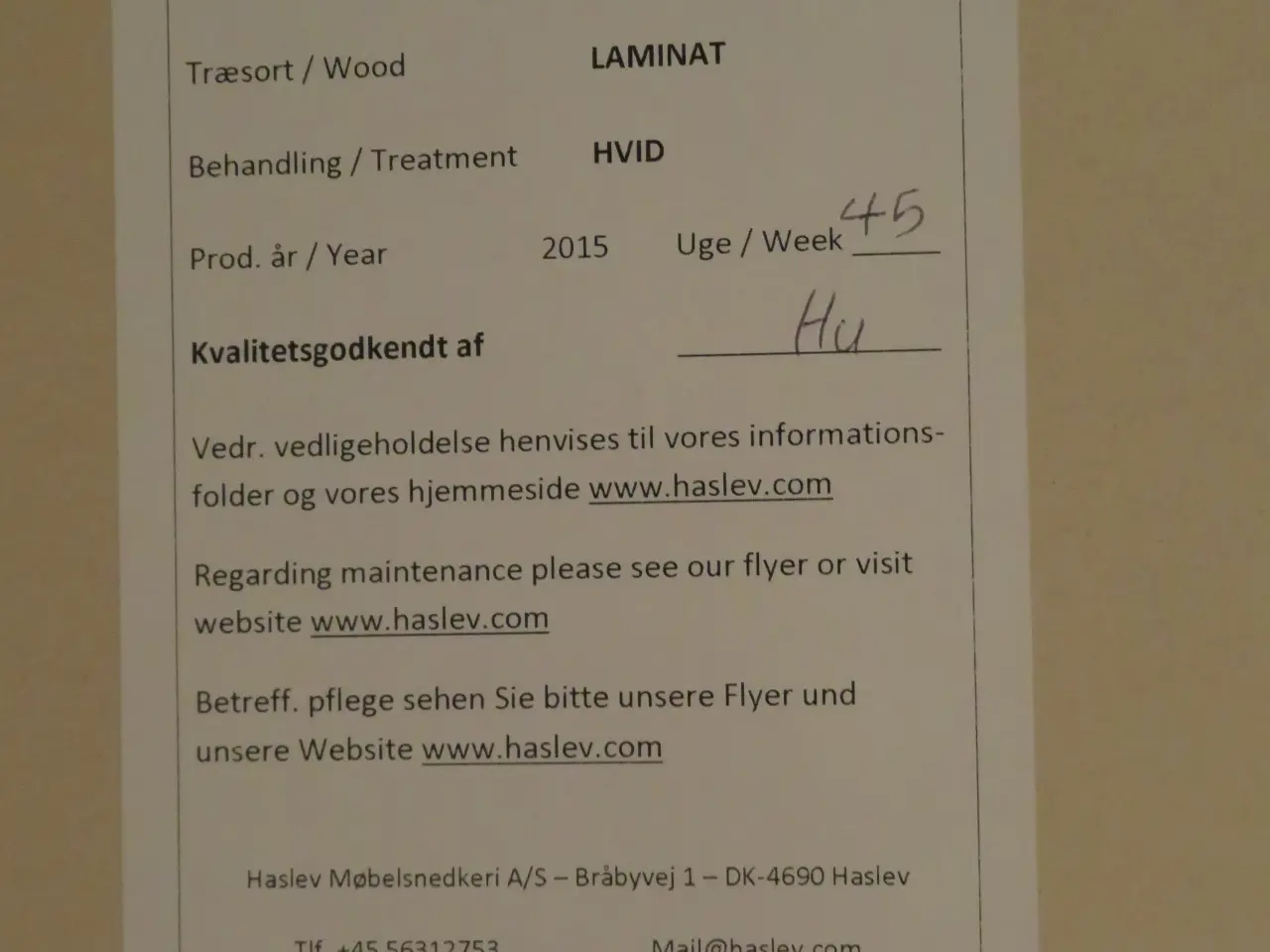 Billede 5 - Spisebord, Haslev, hvidt med stålben