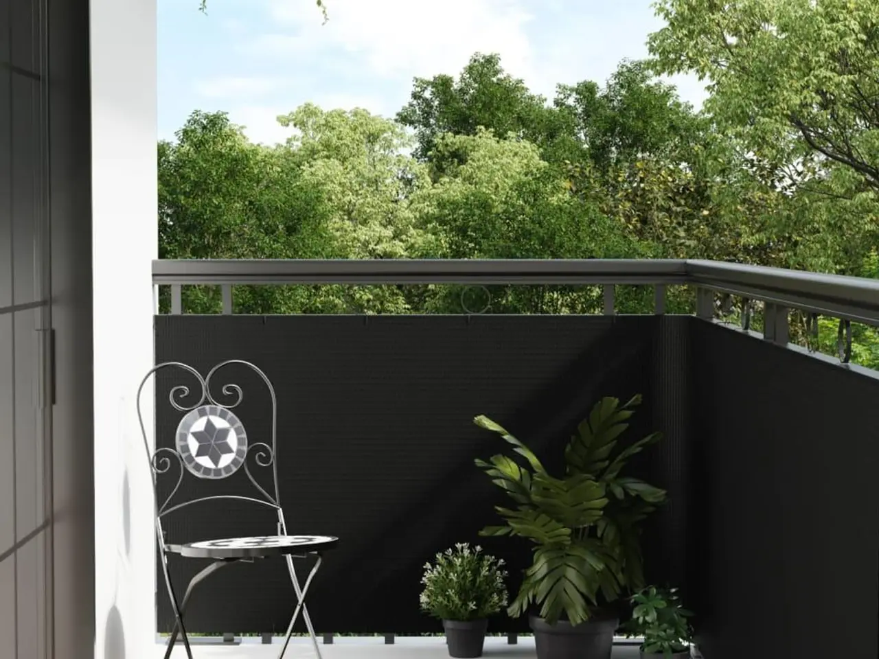 Billede 1 - Altanafskærmning 400 × 100 cm i polyrattan - sort