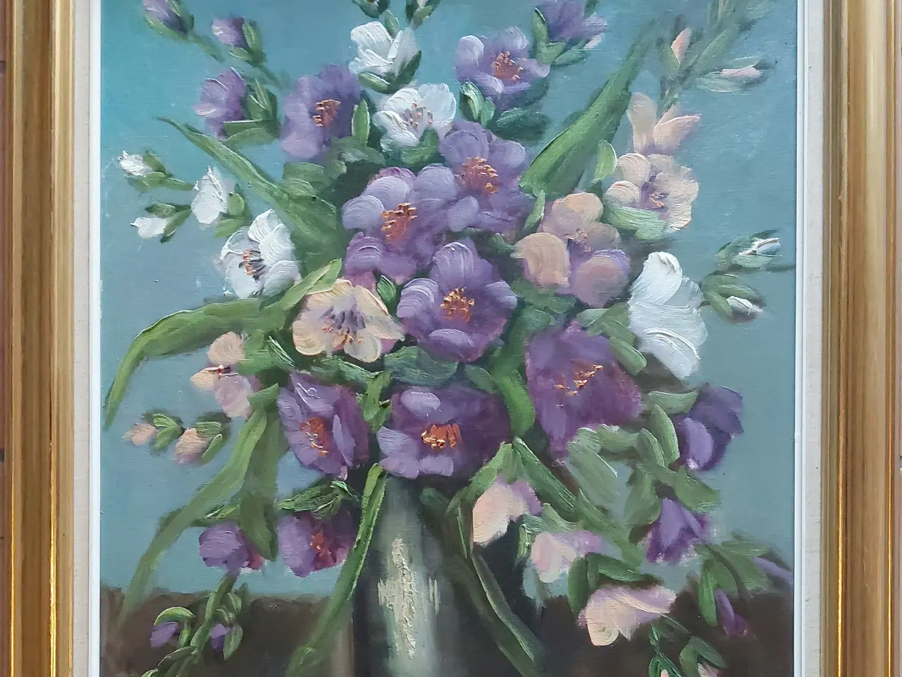 Billede 1 - MEGET FLOT BLOMSTERMALERI - UTYDELIG SIGNATUR