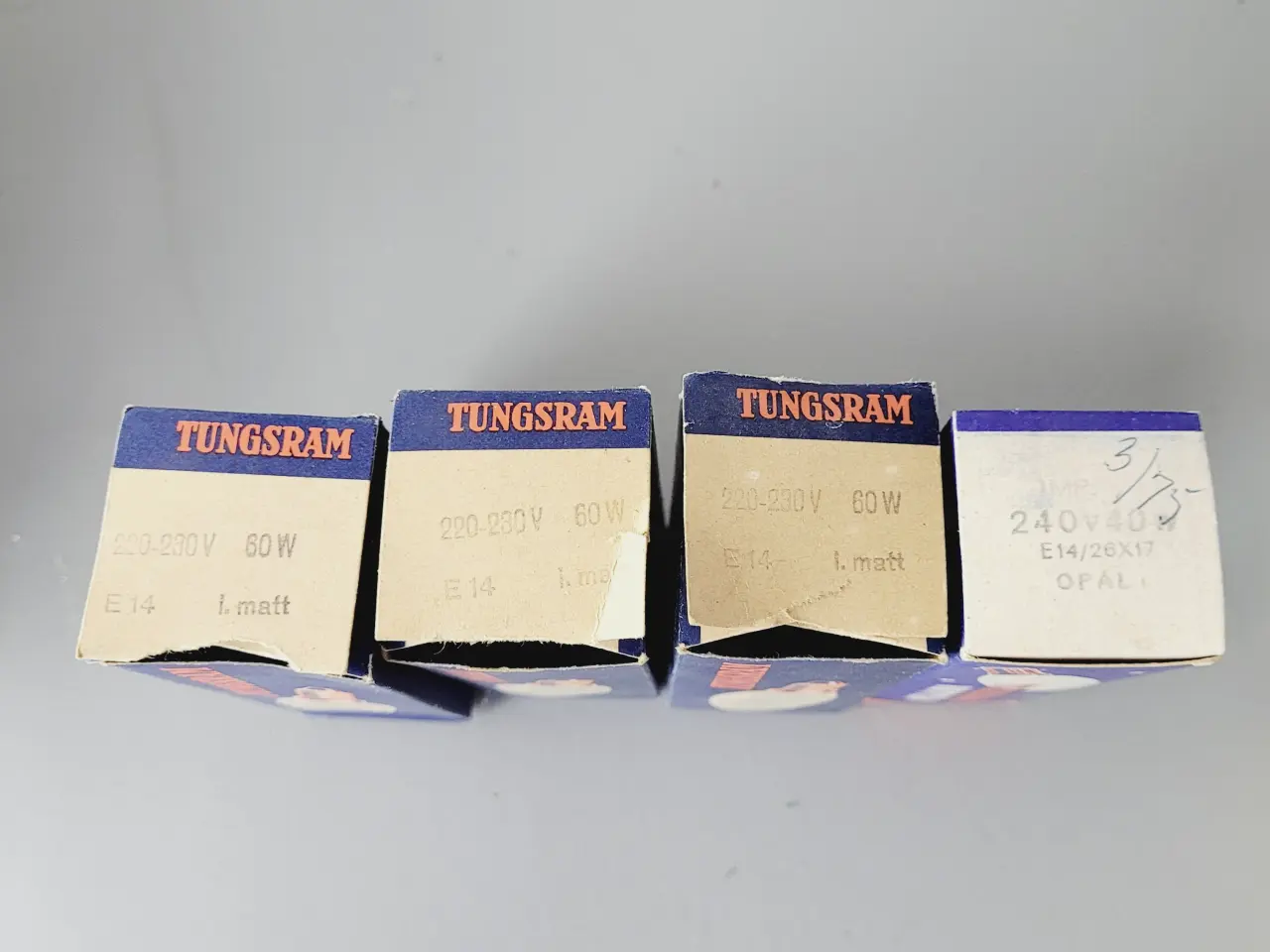 Billede 2 - ⭐️: 4 stk. Vintage Tungsram kertepærer – 60W & 40W