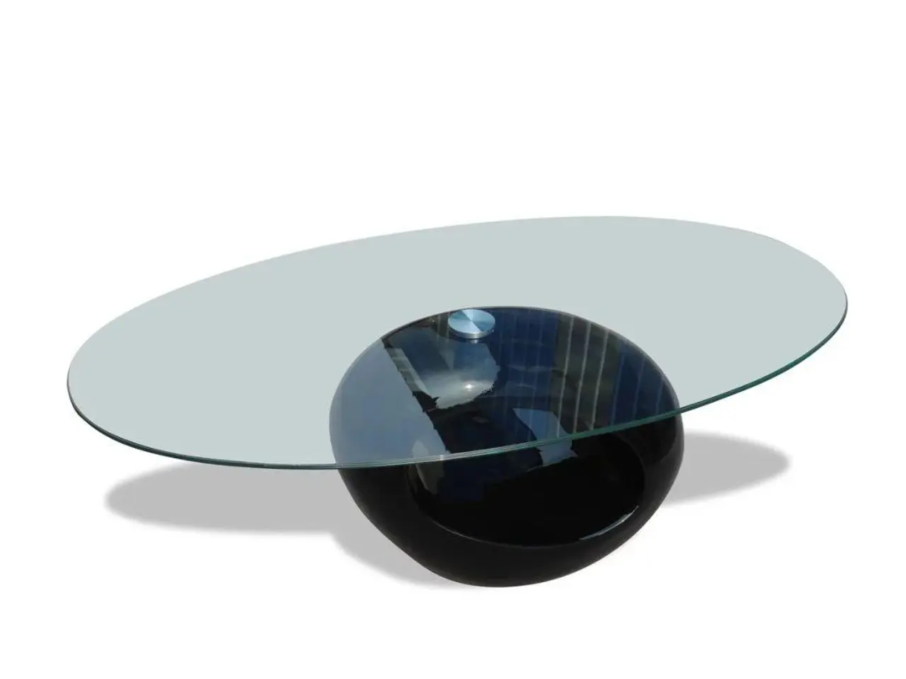 Billede 2 - Sofabord med oval glasbordplade - 115 x 65 x 40 cm