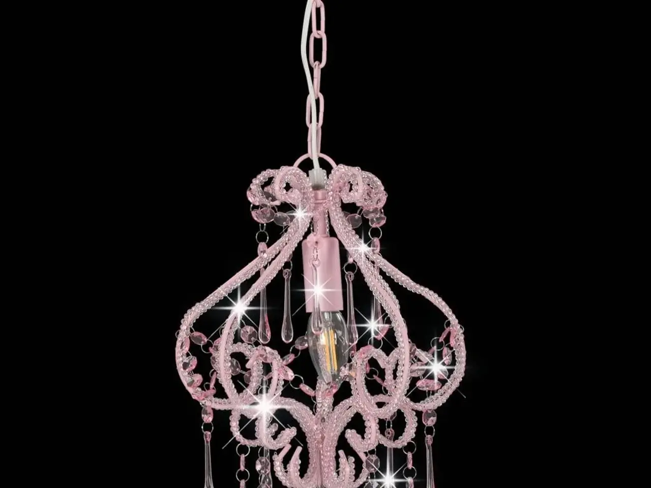 Billede 3 - Loftlampe med perler - rund E14, pink