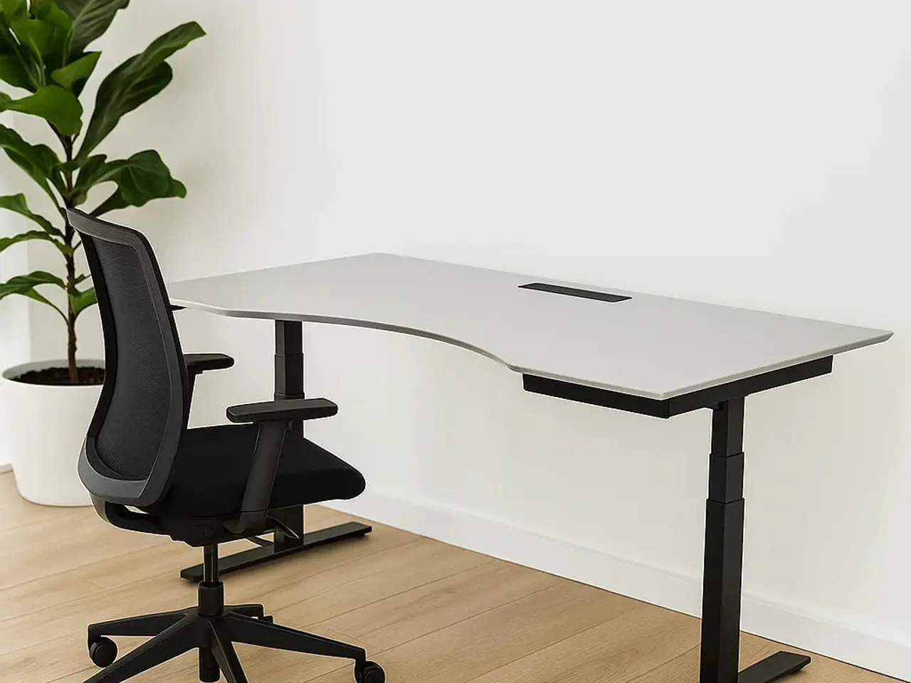 Billede 2 - Dencon Hæve/sænkebord – Grå med Sort Stel 180x90 cm