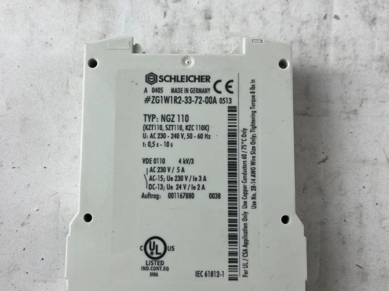 Billede 3 - Schleicher NGZ 110 Timer relæ 230-240VAC 0.5-10s