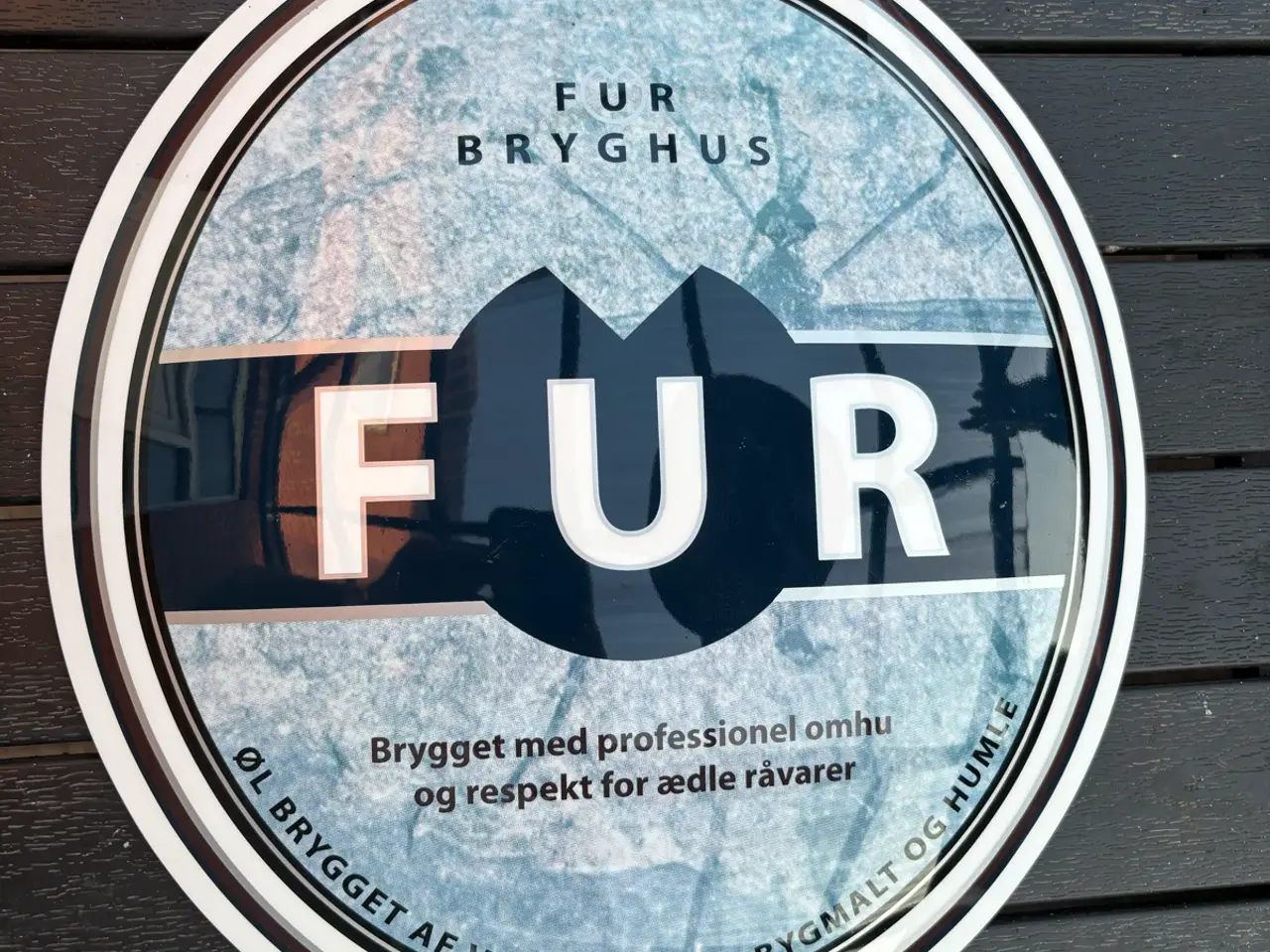 Billede 1 - Super flot Fur øl skilt i metal oval buet