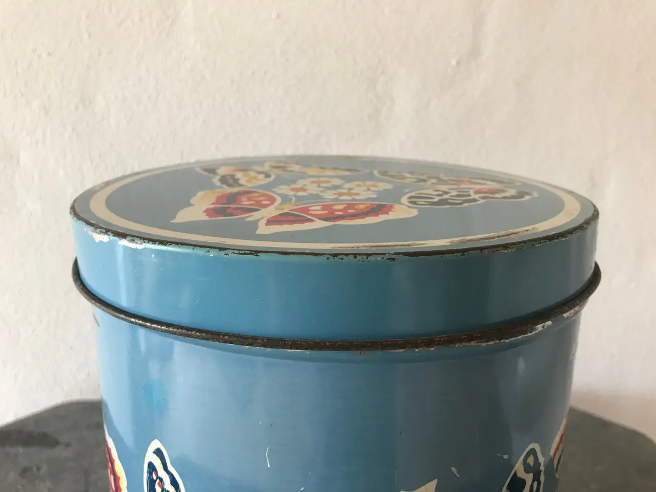 Billede 3 - Stor dekorativ dåse m. sommerfugle (retro)