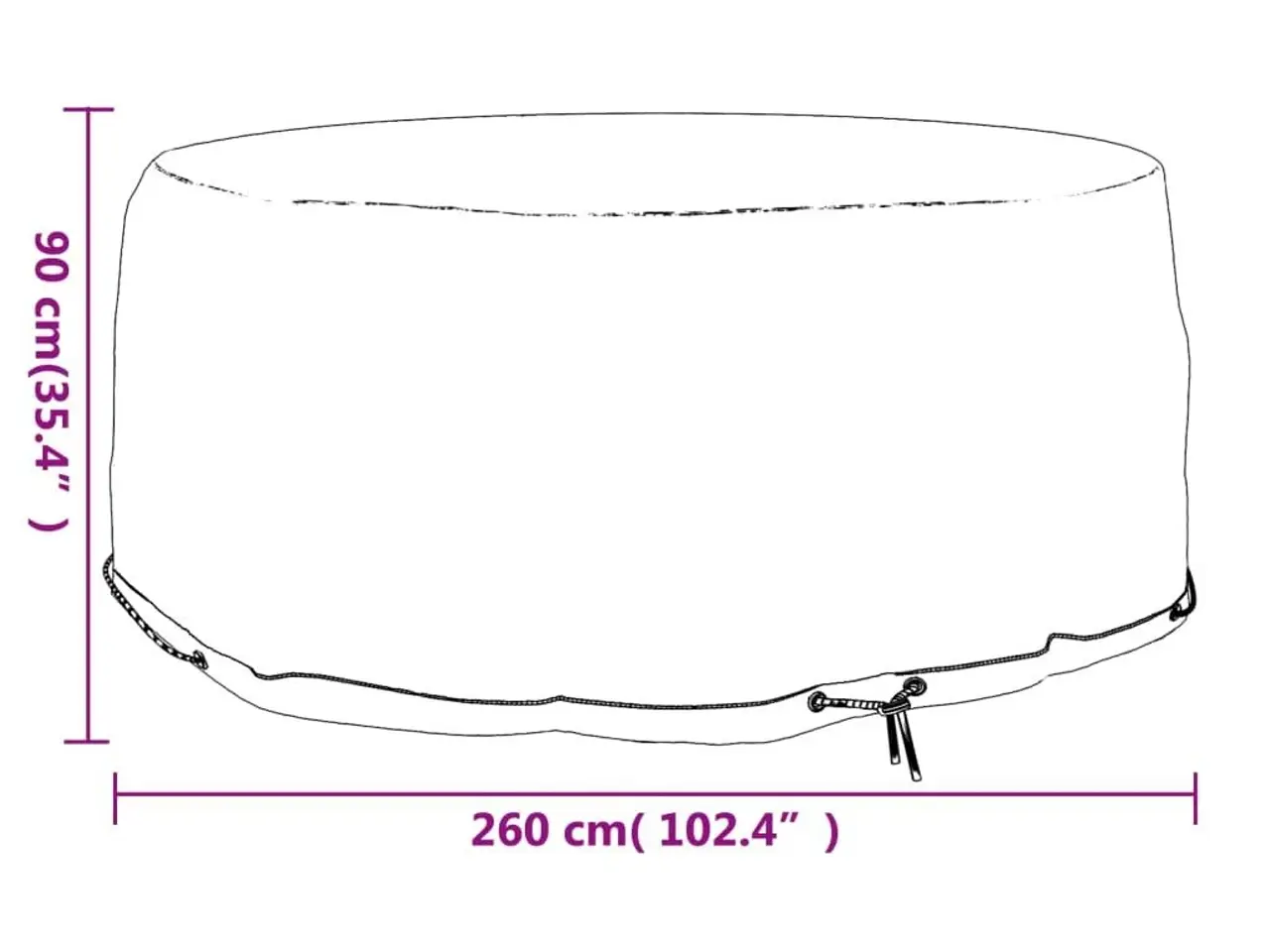 Billede 7 - Rundt havemøbelovertræk Ø260 × 90 cm - sort, 10 øjer
