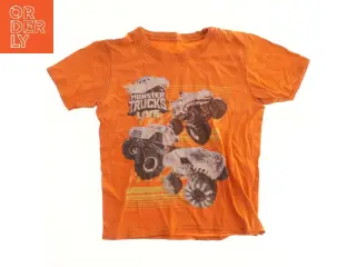 Orange T-shirt med Monster Trucks (str.  48x36 cm)