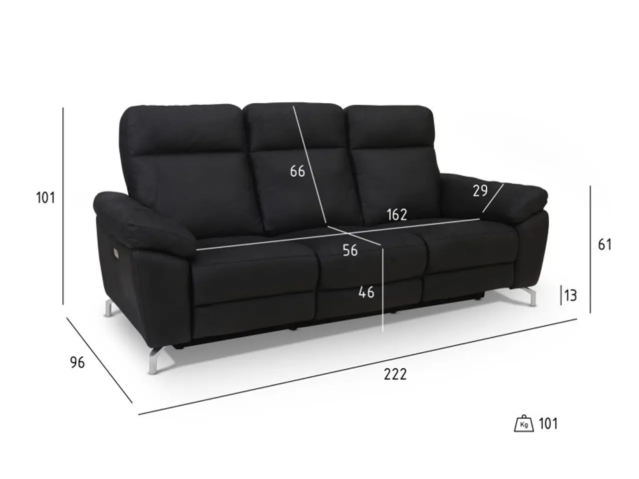 Billede 12 - Selesta 3 Personers sofa - Sort stof
