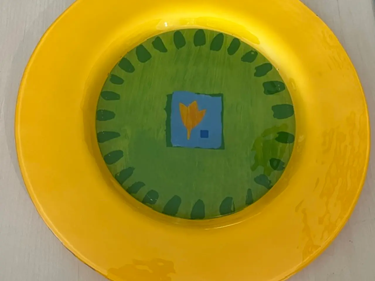 Billede 1 - Stort farverigt Dibbern glasfad/tallerken D 34cm
