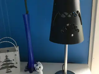 Unik bordlampe i stål og læder