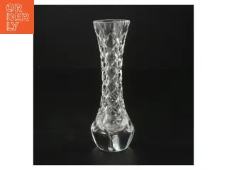 Glasvase med diamantmønster (str. Ø 5x h 15,5 cm)