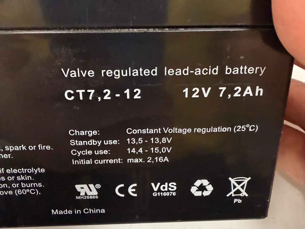 Billede 2 - Batteri til elbil 12 volt 7.2 ah